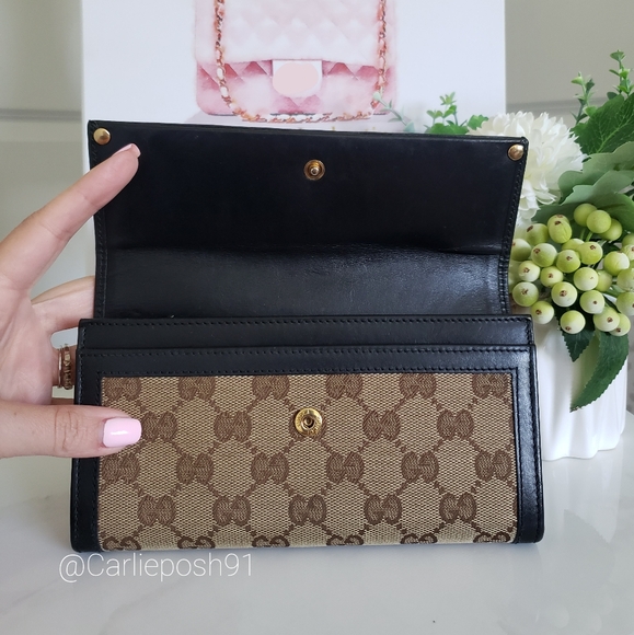 Authentic Pre-owned Gucci Monogram Canvas Studded Flap Wallet - Picture 6 of 15